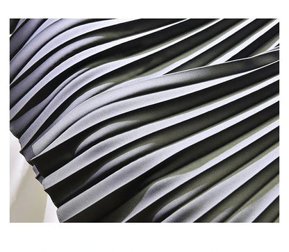 Looks Thin Pleated Skirt 2025 New High Waist A-line Skirt Mid-length Big Size Plaid Skirt Long Pleated Skirt Length 75-90cm