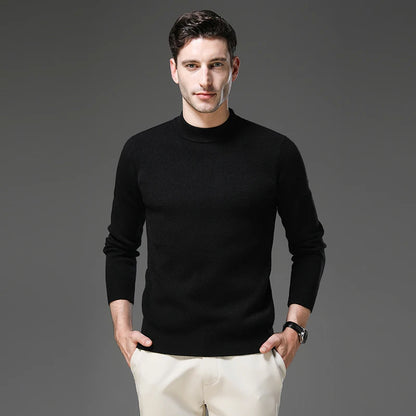 High End Anti-pilling Thick New Fashion Brand Casual Knit Pullover Sweater Half Turtleneck Mens Jumper Designer Clothing
