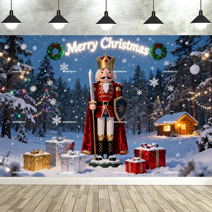 Tauabdruck Weihnachten Nussknacker Dekorationen Hintergrund Banner Hintergrund Schneemann Geschenk Weihnachtsbaum Glocke Wandbehang Party Supplie Prop.