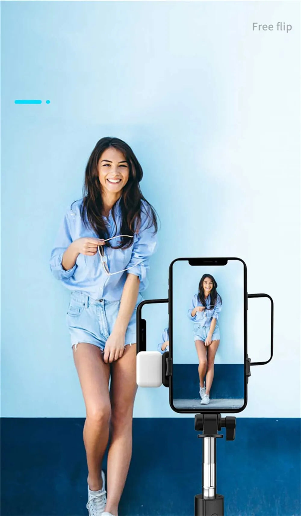 Portable Bluetooth Selfie Stick Tripod Holder with Remote Shutter Fill Light Extendable Wireless Remote Retractable Phone Stand.