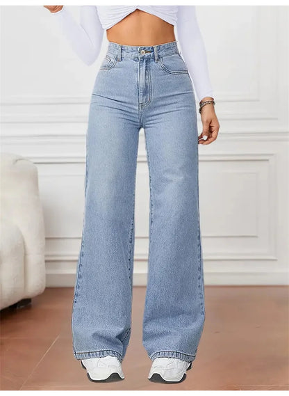 2025 Y2K Fashion Stretch Vintage Denim Pants Women Loose Baggy Straight Jeans Female Casual Mid Waist Trousers Trend Streetwear.