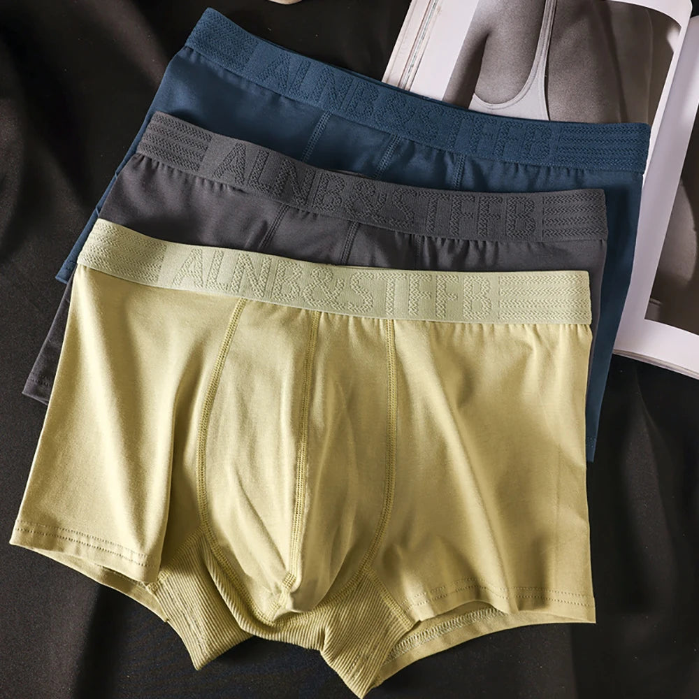 3 Teile/paket 100% Baumwolle Antibakterielle Boxer Hombre Doppel-schicht Atmungsaktive Hygroskopischen U Pouch Unterwäsche Mode männer Höschen