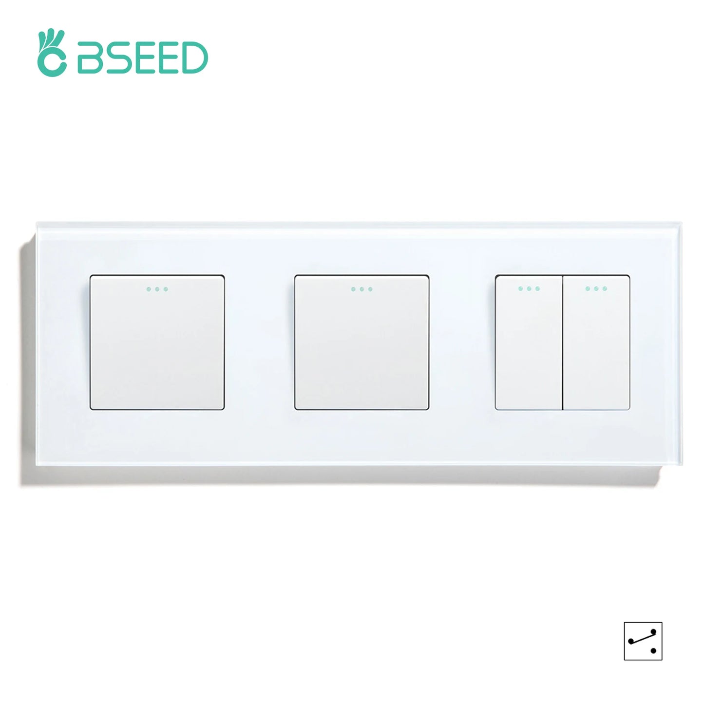 BSEED 1/2/3 Gang Wandschalter 2-Wege-Treppenlichtschalter Plus Typ-C USB-Buchse EU-Standard-Glasscheibe