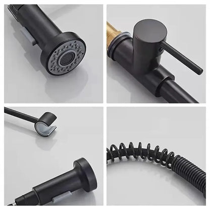 Matte Black Pull Down Kitchen Faucet Chrome Dual Modes Nozzle Hot Cold Water Mixer Crane Tap Brass Spring Kitchen Sink Faucets