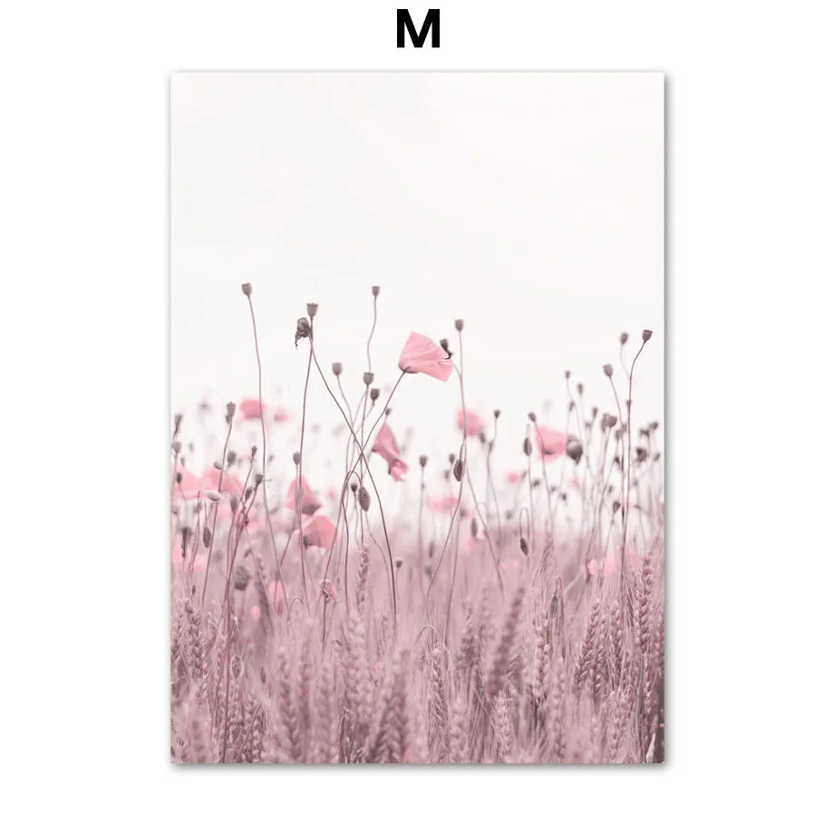 Pink Cherry Blossom Tulip Bicycle Flower Nordic Posters Ferris Wheel Wall Art Print Canvas Painting Living Room Home Decoration