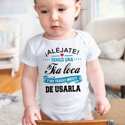 Bleiben Sie weg, ich habe eine verrückte Tante, ich habe keine Angst vor ihr Baby-Strampler, lustiger Säuglings-Body, kurzärmelige Overall-Outfits für Neugeborene.