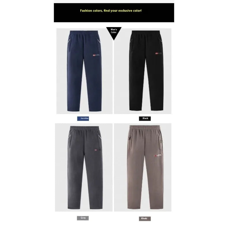 Men's Polar Fleece Pants Winter Thicken Warm Casual Fleece-Lined Jogging Sweatpants Men Loose Oversized Straight Trousers Male.