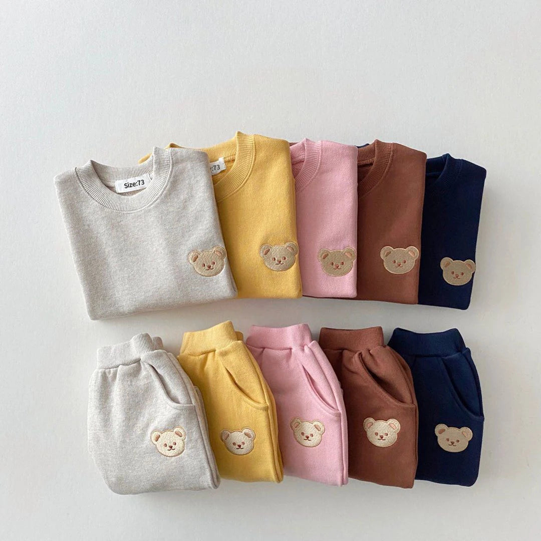 Fashion Toddler Baby Boys Girl Fall Clothes Sets Baby Girl Clothing Set Kids Sports Bear Sweatshirt Pants 2Pcs Suits Outfits.