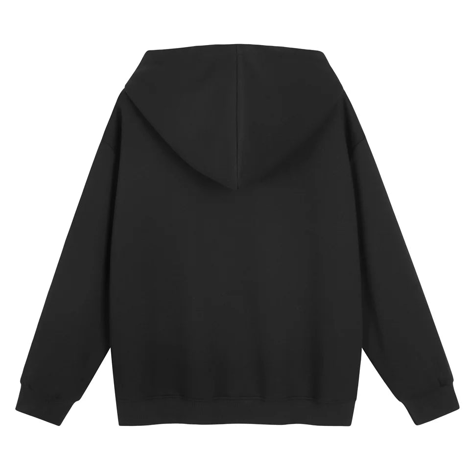 GIBSIE Plus Size Bow bestickter lockerer Hoodie Damen Herbst und Winter koreanische Kapuzen-Fleece-verdickte Pullover-Sweatshirts.