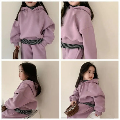 Winter neue Kinder Fleece Sweatshirt 2 stücke Set Langarm Kleinkind Outfits Baby warme Sport hose Anzug Jungen Mädchen Kleidung Set.