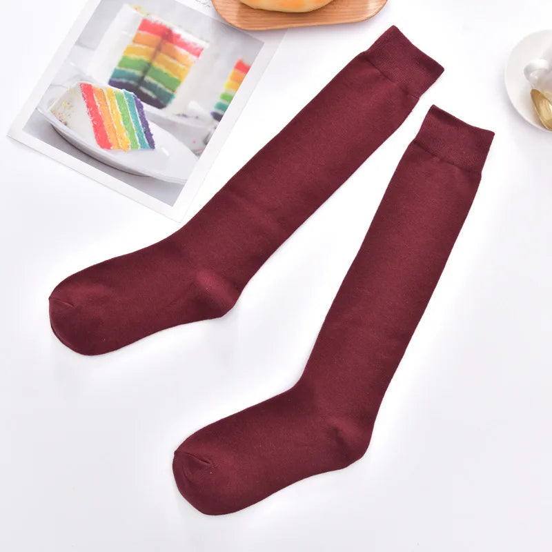 Cotton Spring Autumn Women Knee High Soild Color Socks Ladies Girl School Party Street Dancing Winter Knee Warm Sock For Women