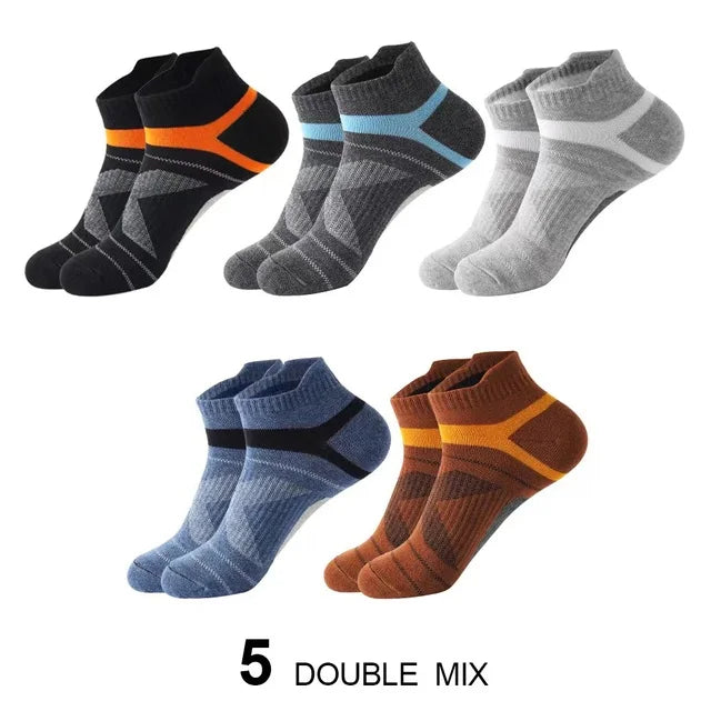 5 Pairs High Quality Socks Men Summer Outdoor Casual Cotton Socks Short Breathable Black Ankle Socks Run Sports Socks Size 38-45