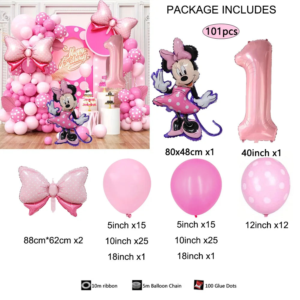 1Set Cartoon Minnie Maus Rosa Anzahl Ballons Girlande Bogen Kit Set Mädchen Prinzessin Geburtstag Party Baby Dusche Dekoration Geschenke.