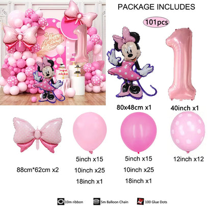 1Set Cartoon Minnie Maus Rosa Anzahl Ballons Girlande Bogen Kit Set Mädchen Prinzessin Geburtstag Party Baby Dusche Dekoration Geschenke.