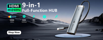 Vention USB C HUB Type C to HDMI 4K60Hz RJ45 PD 100W Adapter For Macbook iPad Pro Air M2 M1 Sumsang PC Accessories USB 3.0 HUB.