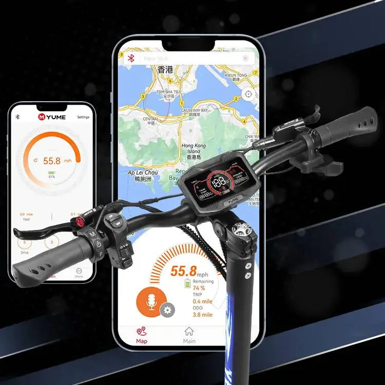 YUME HAWK Electric Scooter,  1200W*2 Powerful Motor 60V 22.5Ah Battery 70km/h Max Speed 10x3.15' Tubeless Tires Adult Escooter.