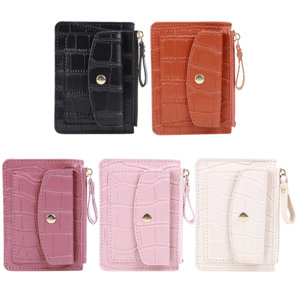Women Fashion Short Wallet PU Leather Coin Card Holder Solid Color Casual Money Wallet Female Outdoor Bag.