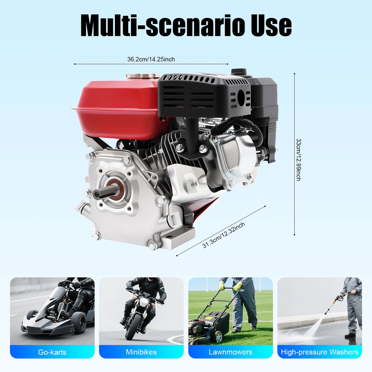 4-Takt-Benzinmotor 212 cc, 7,5 PS, 4000 W, 3600 U/min, Einzylinder-Handgezogener Benzinmotor, Durchmesser der Kurbelwelle ist 20 mm