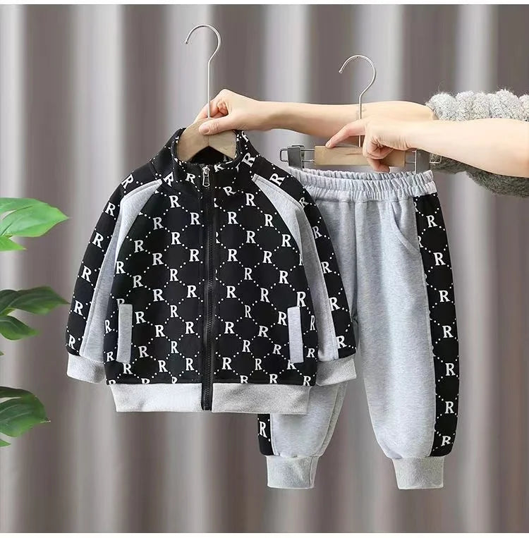 2-10Years Baby Boys Clothing Sets Spring Autumn Cotton Fashion Children Patchwork Jacket + Pants 2pcs Suit Kids Tracksuit.