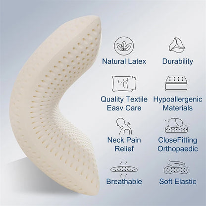 100% Natural Latex Sleeping Bed Pillow Luxury Pillow for Side Back and Stomach Sleepers Orthopedic Pillows Cervical Health Care.