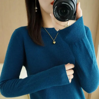 2025 frauen Pullover Frühling Herbst Lange Hülse O-ansatz Pullover Warme Bodenbildung Shirts Koreanische Mode Pullover Strickwaren Weiche Jumper