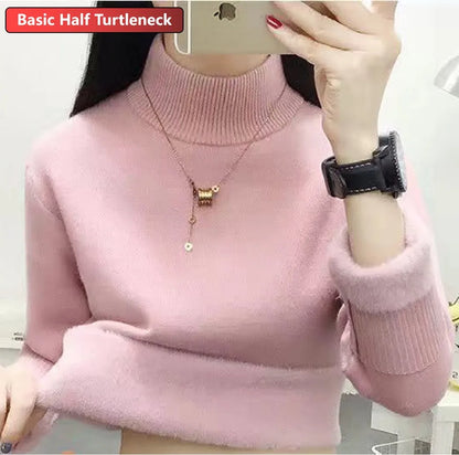 Rollkragen Winter Pullover Frauen Elegante Verdicken Samt Gefüttert Warme Sueter Gestrickte Pullover Schlank Tops Jersey Strickwaren Jumper Neue