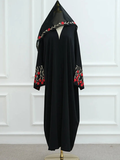 Muslim Women Dubai Abaya luxury embroidery Floral Long Dress Kaftan Flower Ramadan Robe Femme Islam African Dresses Kebaya.