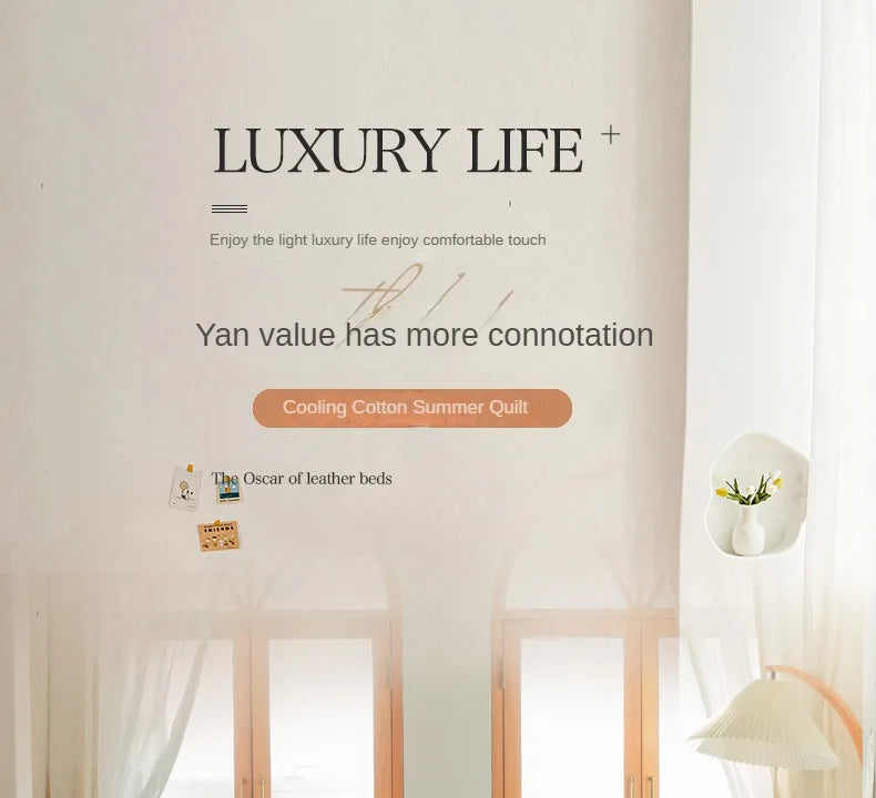 2025 new Japanese polyester cotton quilted summer quilt skin-friendly washable light luxury style solid color lightweight.