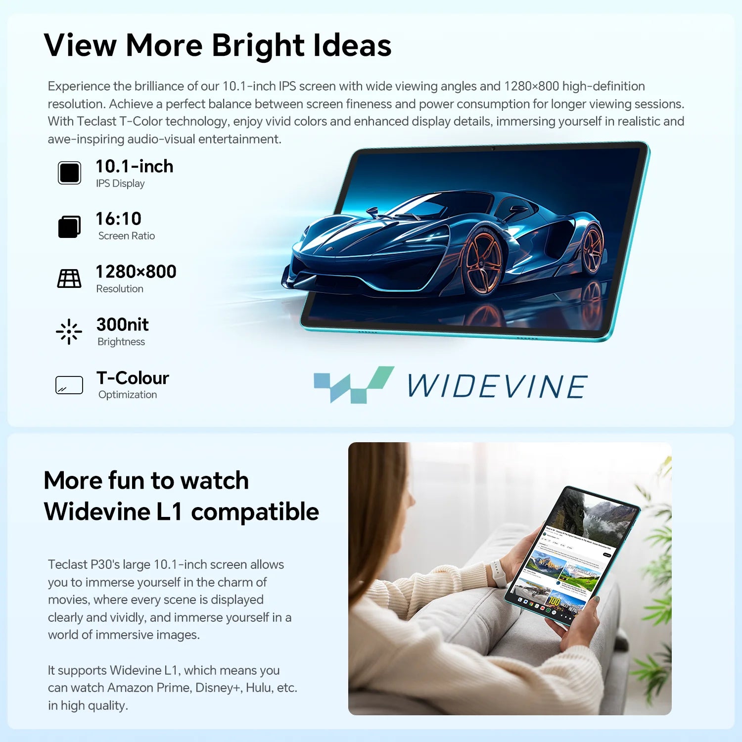 Teclast P30 Android 14 Tablet, UNISOC T606 Octa Core, 10.1" IPS, Max 12GB RAM, 128GB ROM, 6000mAh, 5MP AI Camera, Face Unlock.