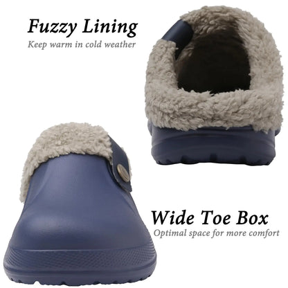 Fashion Men Cotton Slippers Winter Women Men Short Plush Slippers Casual Waterproof Garden Men Shoes New Fur Furry Cotton Shoes