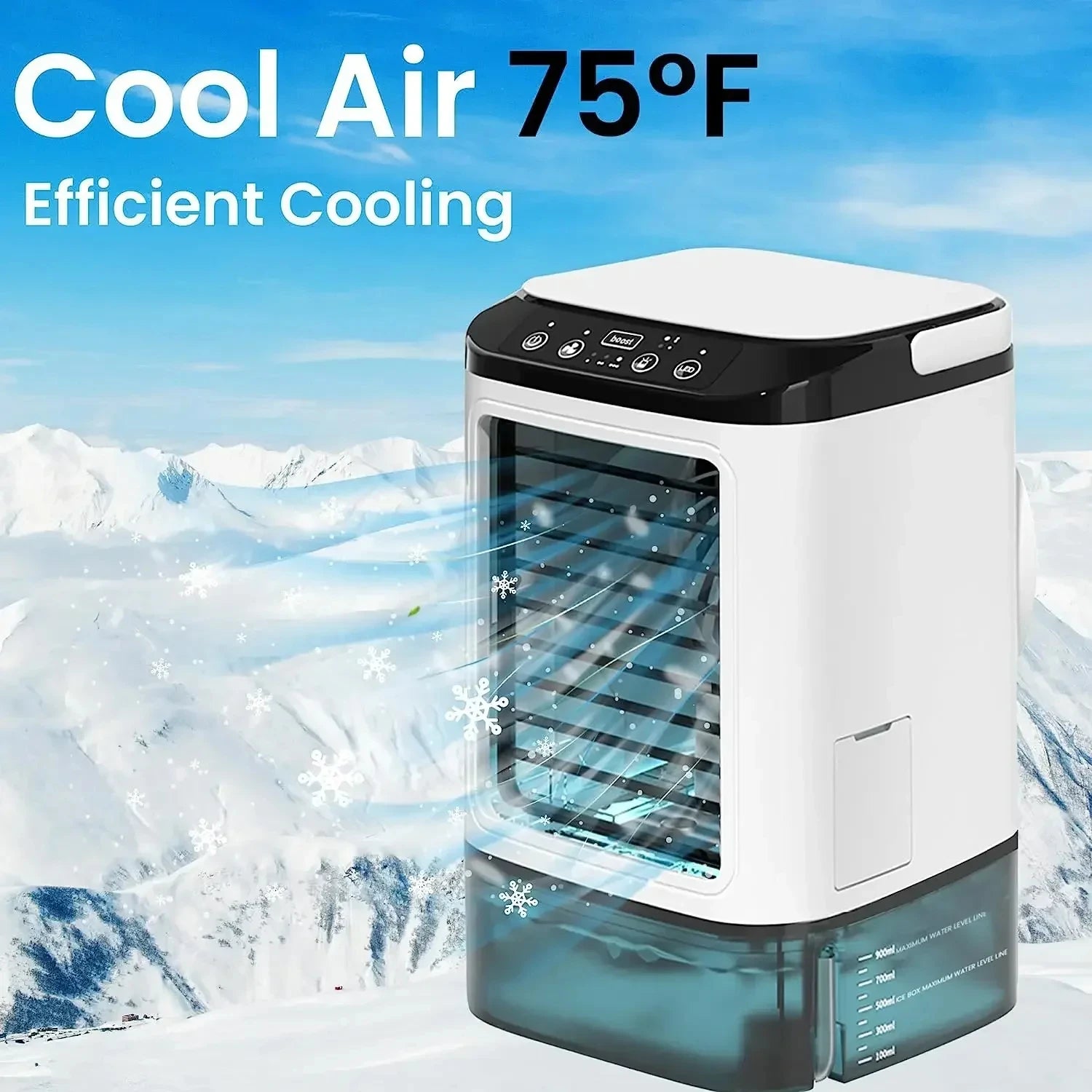 Air Conditioner Portable Fan Desktop Dual Spray Ultrasonic Atomization 3-Speed Mute Air Cooler Night Light Electric Fan for Home.