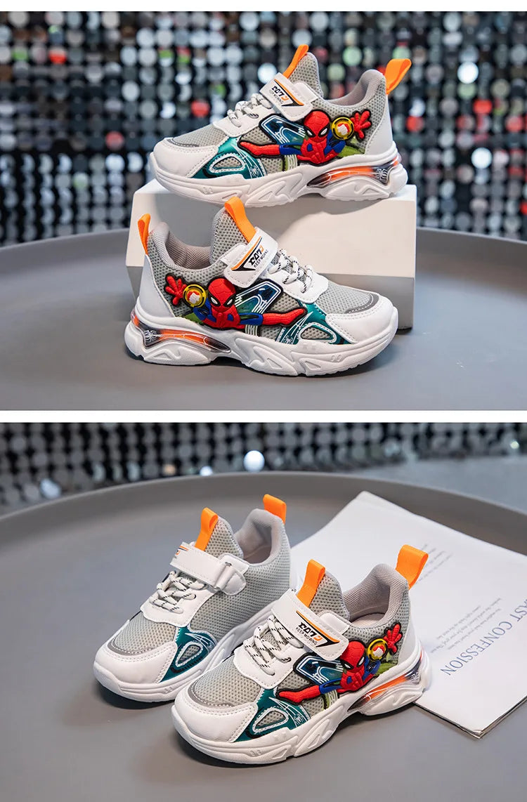 Disney Children's Casual Shoes Sneakers Boys' Cartoon Children's Mesh Breathable Sport Running Gray Black Shoes Size 21-38.