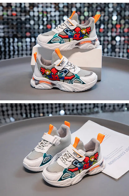 Disney Children's Casual Shoes Sneakers Boys' Cartoon Children's Mesh Breathable Sport Running Gray Black Shoes Size 21-38.