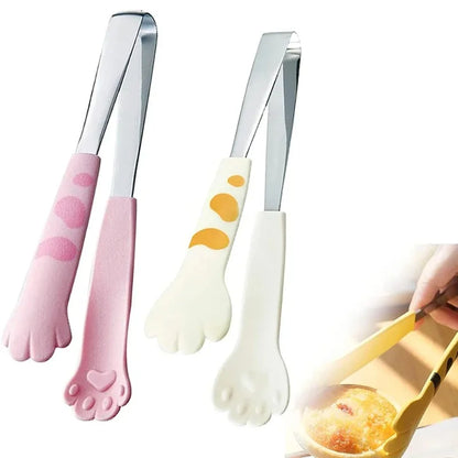 Sandwich grill clip Non dirty hand food baking clip Stainless steel salad bread barbecue clamp Cute cartoon cat paw dinner tongs.