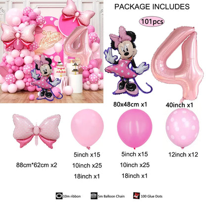 1Set Cartoon Minnie Maus Rosa Anzahl Ballons Girlande Bogen Kit Set Mädchen Prinzessin Geburtstag Party Baby Dusche Dekoration Geschenke.
