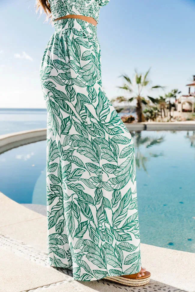 Women's Fashion Print Halter Sexy Short Top + Wide Leg Pant Suit Summer Casual Simple Sweet About Elegant Female Pant 2piece Set.