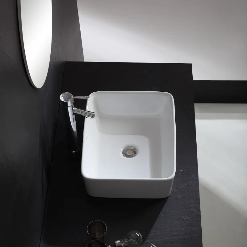 Rechteckiges Waschbecken, weißes Waschbecken, Arbeitsplatte, Keramik, Keramik, kleine Waschbecken, Schüssel, Arbeitsplatte, Waschtisch, Kunstbecken