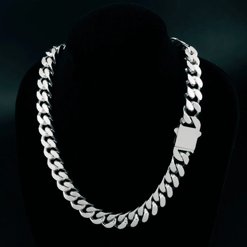 316 Stainless Steel Plated 18k Gold Fashion Crypto Cuban Chain Miami Rap Hip Hop Men's Bracelet Accessory.