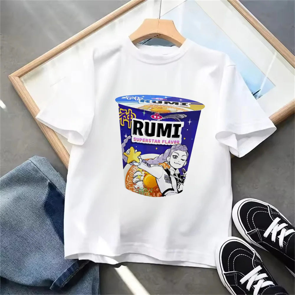 Summer 2025 New KPop Demon Hunters Kids Girls Boys T-shirt Children's Clothing T Shirt Casual O-Neck Short Sleeve Tops.