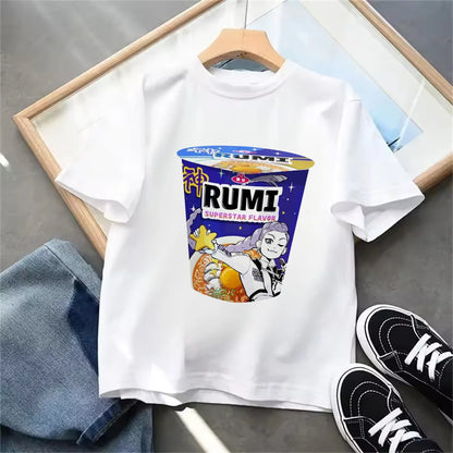 Summer 2025 New KPop Demon Hunters Kids Girls Boys T-shirt Children's Clothing T Shirt Casual O-Neck Short Sleeve Tops.