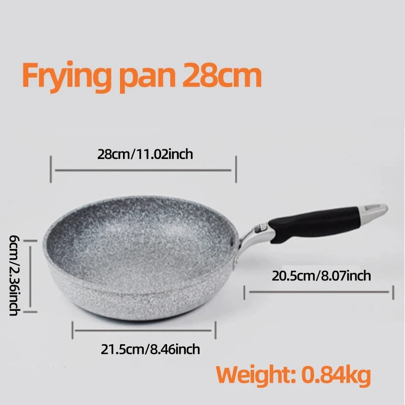 Durable Stone Frying Pan28/26/24/20cm Wok Non-stick Pan Skillet Cauldron Induction Cooker Pans Pancake Egg Gas Stove Home.