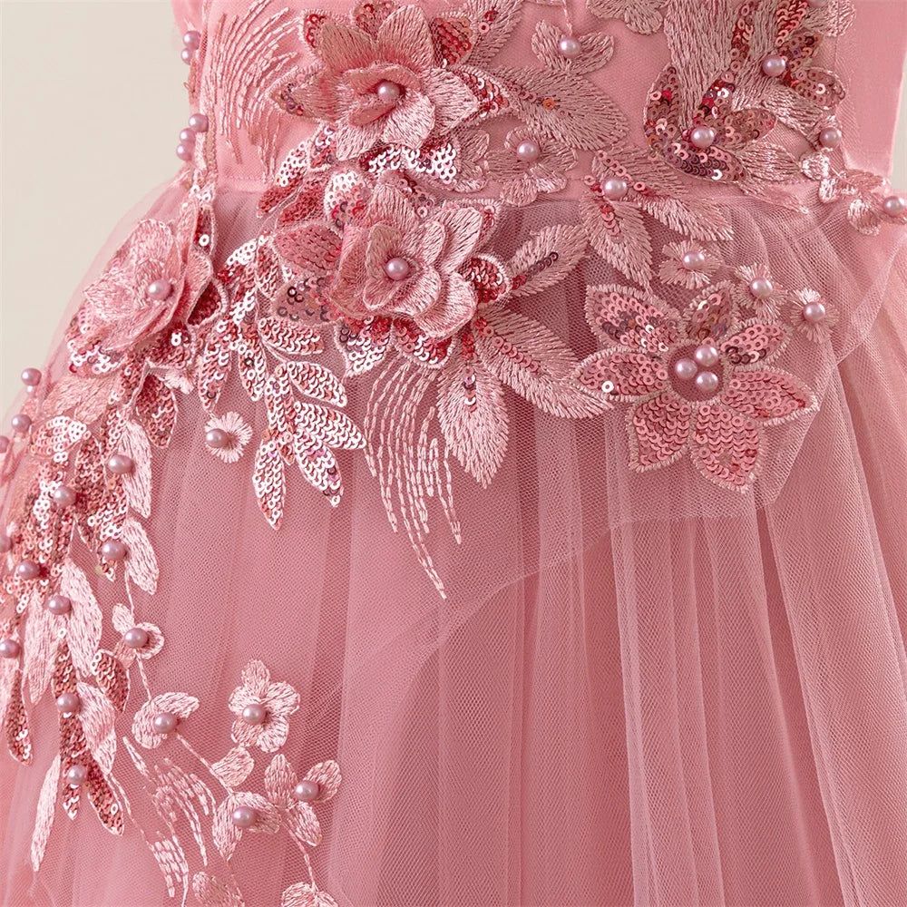 Kinder Kleid Neue Geburtstag Party Mädchen Prinzessin Kleid Gestickte Mesh Hochzeit Blume Junge Elegante Kinder Abend Kleidung Kostüm.