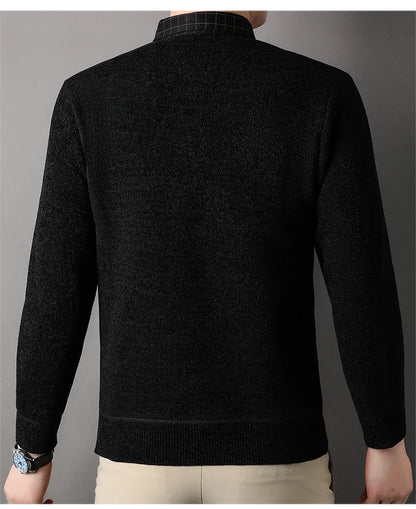 Winter Men Fleece Sweater Thickened Pullover Shirt Collar Sweaters Velvet Clothing Autumn Winter Jumpers Fashion Knitwear.