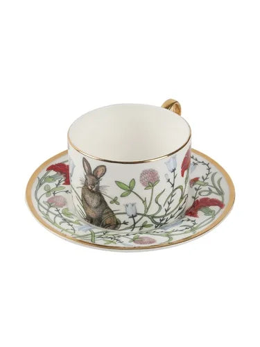Russian Royal Porcelain Lomonosov Cartoon Rabbit Gold Plated Bone China Coffee Cup and Saucer Gift Box Gift Coffee Cup Set.