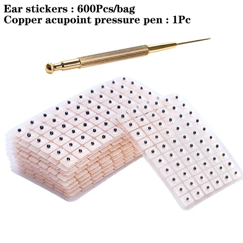600Pcs Cowherb Seed Ear Stickers Auriculotherapy Acupuncture Massage Therapy Dredge Body Meridians Improve Vision Treat Insomnia.