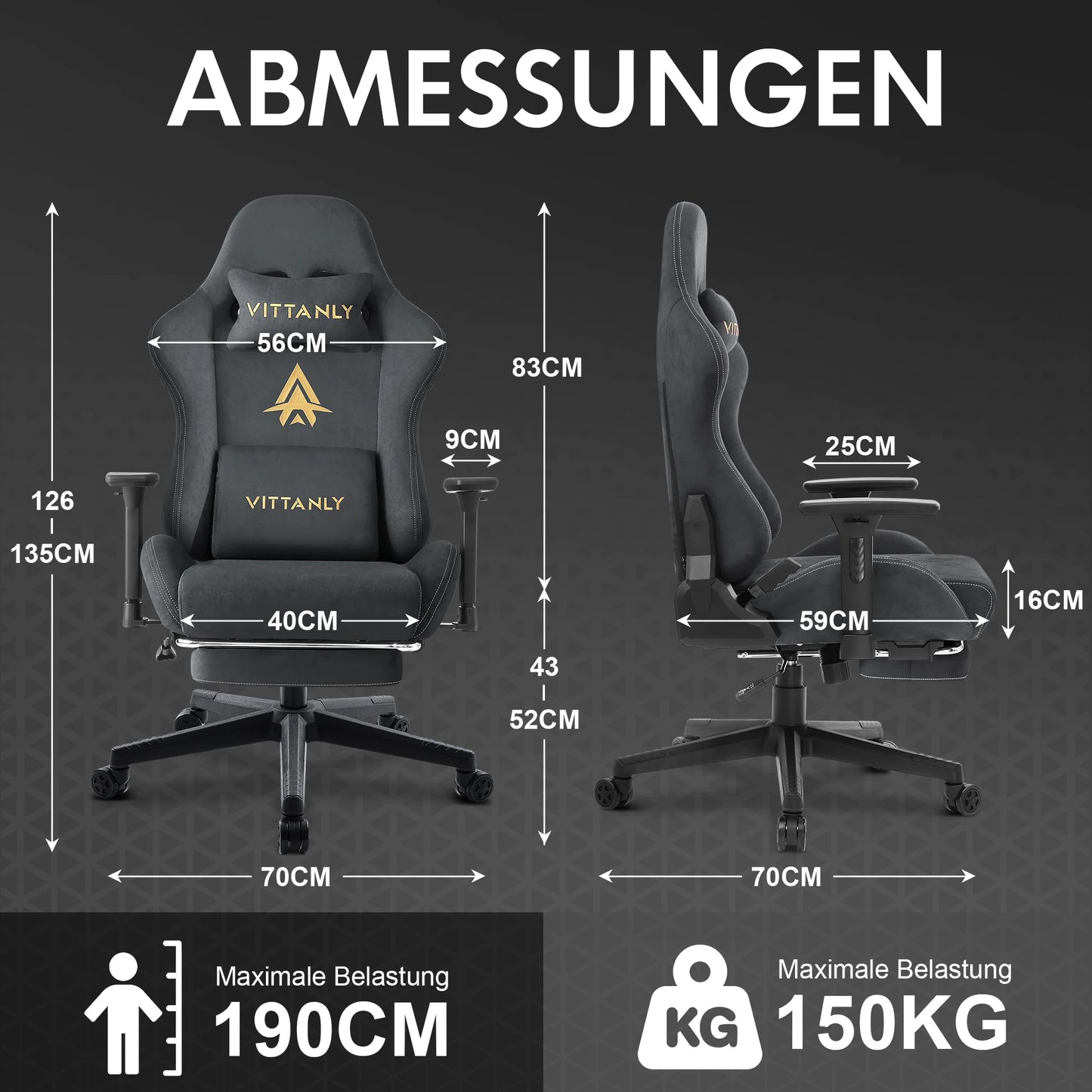 Gaming-Stuhl, luxuriöser, atmungsaktiver Bürostuhl aus Wildlederimitat, Spielstuhl, ergonomischer Gamer-Stuhl mit Fußstütze, Kopfstütze, Lendenpolster