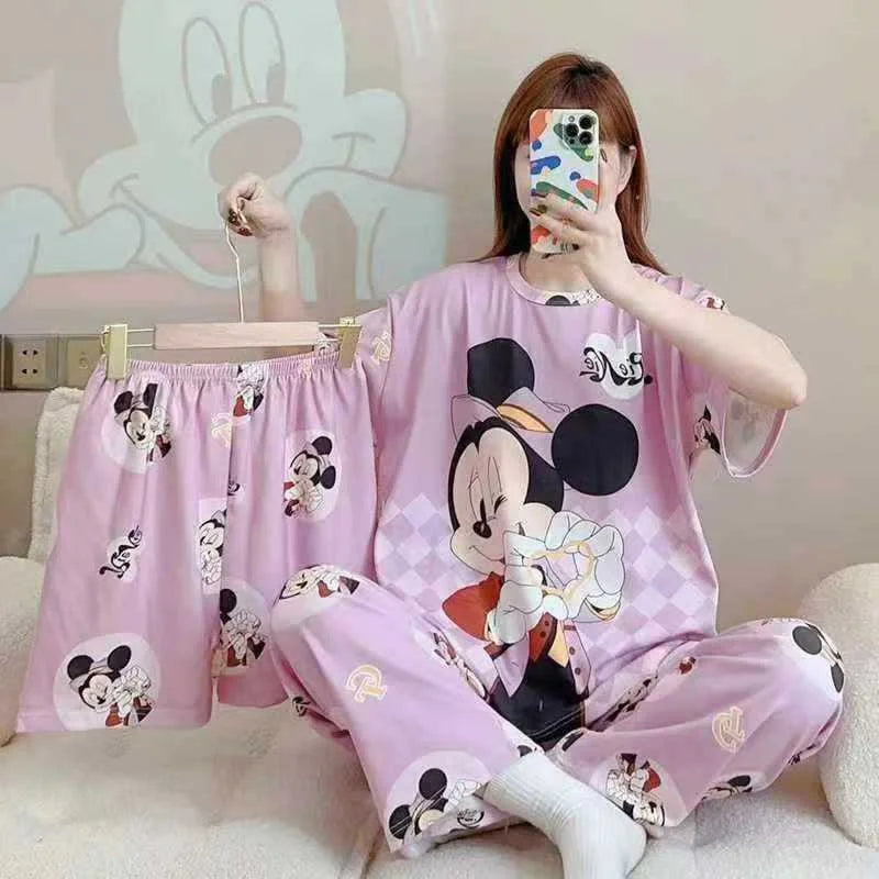 3 Teile/satz Damen Pyjamas Freizeit Sommer Homewear Set süße Pyjamas Minnie Cartoon Pyjama.