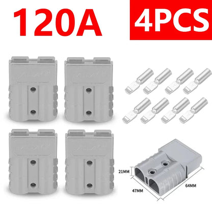 4Pcs Anderson Plug 50A/120A Power 2 Pin Battery Connector Charging Plug  Anderson Connector.