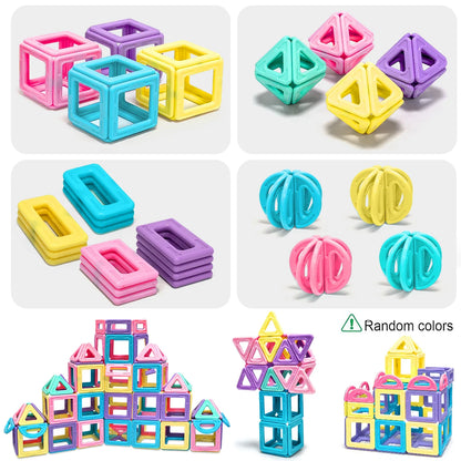 Macaron Magnetic Building Blocks Set ，Durable STEM Educational Construction Toys，Creative Birthday Gift, Assorted Colors.