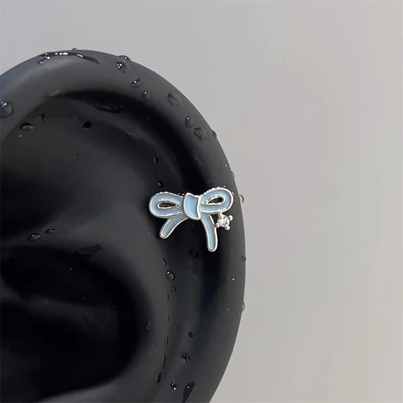 1pcs Quality Shiny Cross Zircon 316L Stainless Steel Ear Bone Nail Y2K Style Silver Color Earring for Women Cochlear Accessories